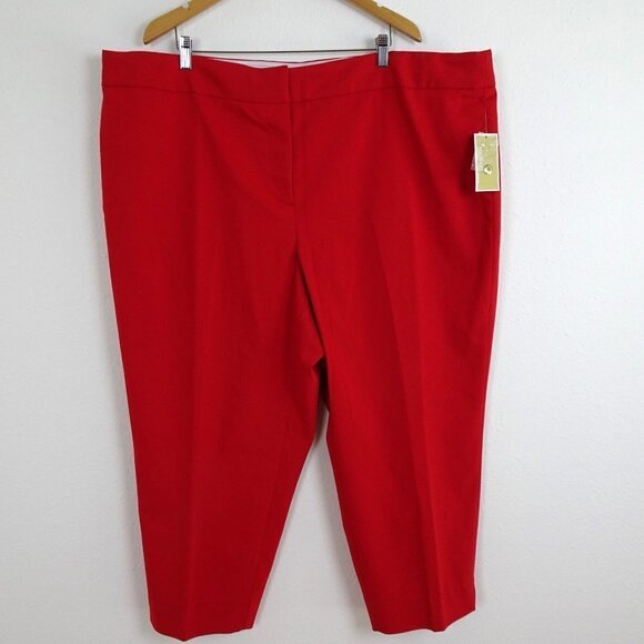 Michael Kors Cropped Pants Women's Plus Size 24W Red Stretch - Picture 1 of 6